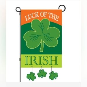 Green and Orange "Luck of the Irish" Shamrock Appliqué Flag‎